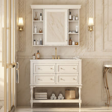 Load image into Gallery viewer, Bathroom Vanity With Medicine Cabinet, Storage Cabinet With 4 Drawers, Adjustable Shelf Mirror
