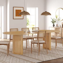 Load image into Gallery viewer, 79'' Double Pedestal Base Oval Wood Dining Table - Natural
