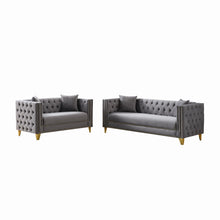 Load image into Gallery viewer, 3 And 2 Seater Deep Seat Sofa With Button Nailhead, Square Arm Couches, Furniture For Living Room - Gray
