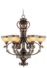 Load image into Gallery viewer, 35" Six Light Metal Dimmable Chandelier With Shades - Bronze
