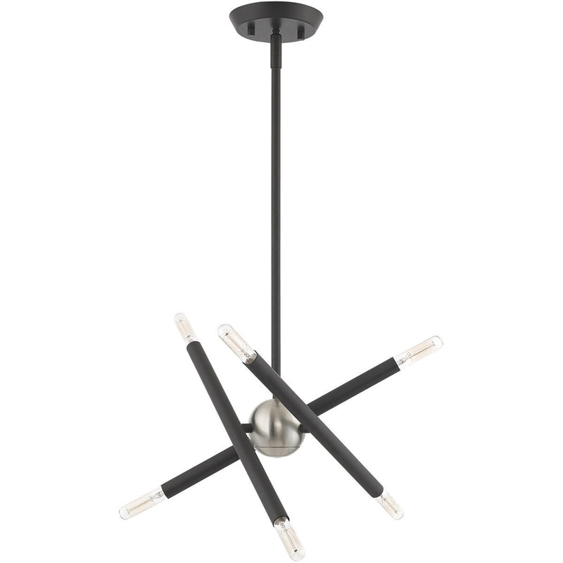 15" Six Light Dimmable Chandelier With Shades - Gray