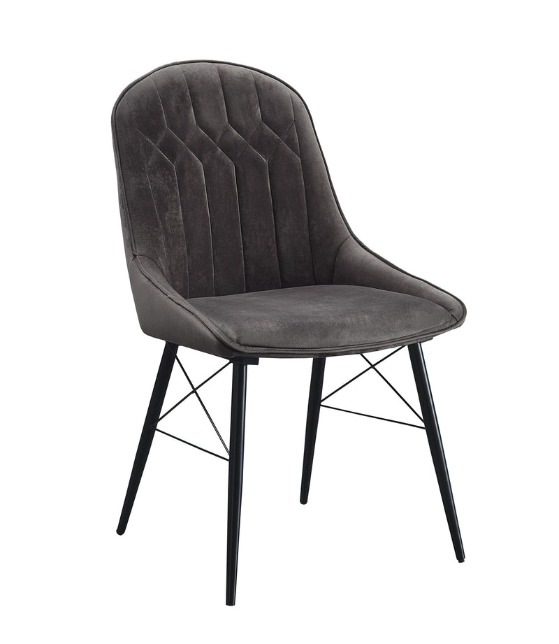 Tufted Upholstered Fabric Dining Side Chairs (Set of 2) - Gray / Black