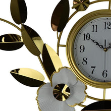Load image into Gallery viewer, Silent Analog Floral Novelty Wall Clock (626359) - Gold / White
