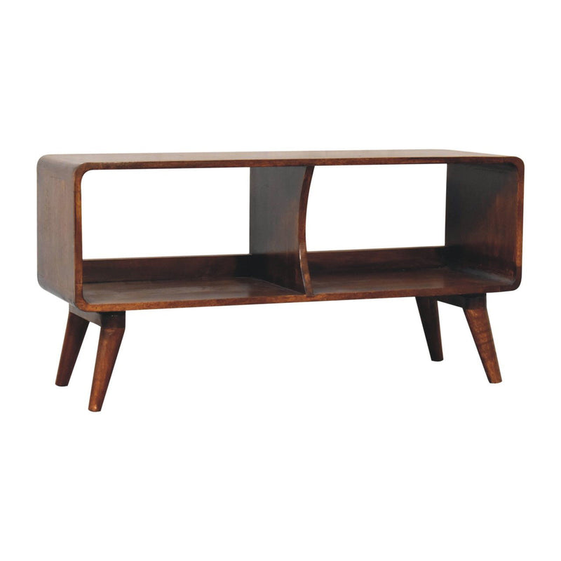 Solid Wood Enclosed Open Storage TV Stand (719196) - Brown