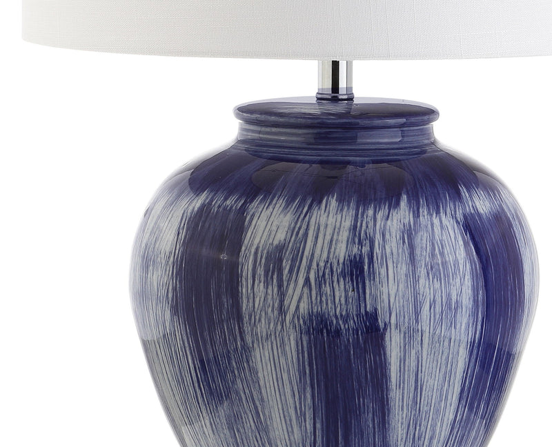 Urn Table Lamp With Drum Shade - Blue