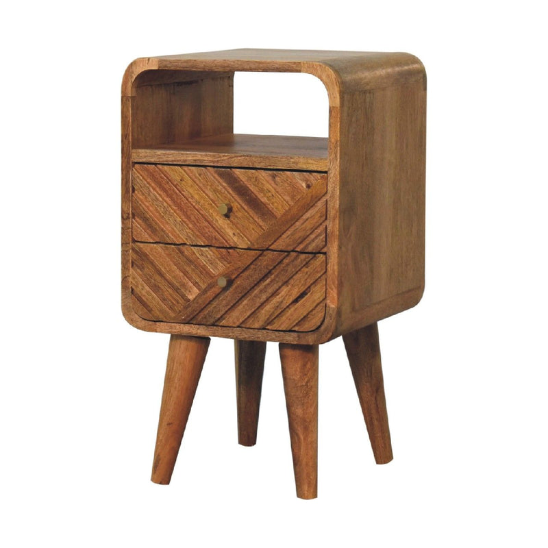 22" Solid Wood Square Two Drawer Nightstand - Brown