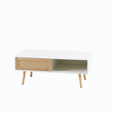 Load image into Gallery viewer, 41.34" Rattan Coffee Table, Sliding Door For Storage, Solid Wood Legs, Modern Table For Living Room
