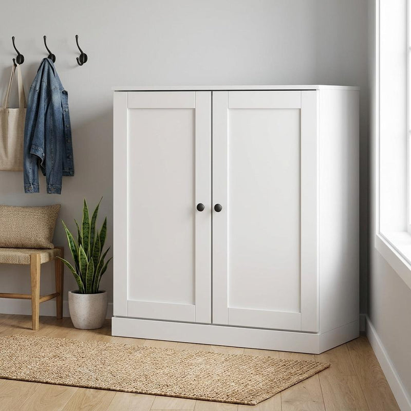 Twenty Pair Solid Woodshoe Storage Cabinet (752344) - White