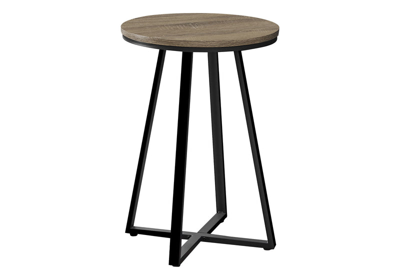 Taupe Round End Table - Black And Deep