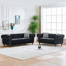 Load image into Gallery viewer, Chesterfield 3 And 2 Seater Upholstery Sofa With Roll Armrest &amp; Nailhead Fabric Couch
