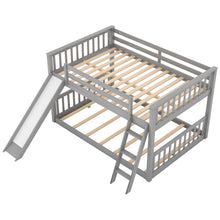 Load image into Gallery viewer, Full over Full Bunk Bed with Convertible Slide and Ladder, Gray
