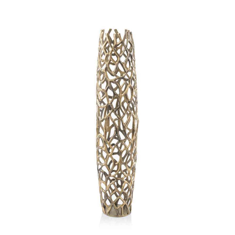 Twigs Cylinder Floor Vase (354654) - Gold