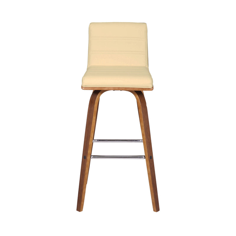 Fabric And Iron Low Back Bar Height Swivel Bar Chair - Cream And Brown