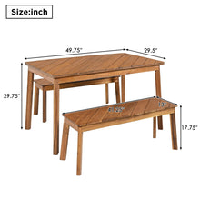 Load image into Gallery viewer, 3 Pieces Acacia Wood Table Bench Dining Set For Outdoor &amp; Indoor Furniture With 2 Benches, Picnic Beer Table For Patio, Porch, Garden, Poolside - Natural
