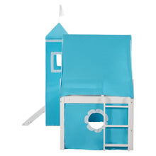 Load image into Gallery viewer, Twin Size Bunk Bed with Slide Blue Tent and Tower - Blue
