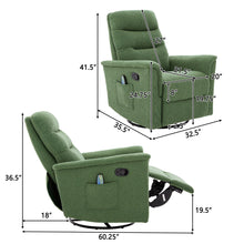 Load image into Gallery viewer, Manual Recliner Chair With 8 Point Massage And Swivel Function
