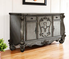 Load image into Gallery viewer, 70" Carved Scrollwork Wood And Polyresin Five Drawer Triple Dresser - Platinum
