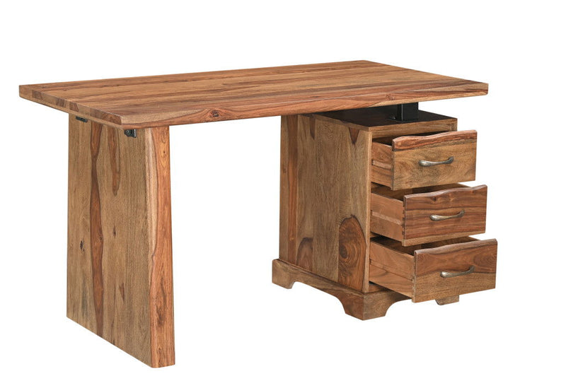 Pedestal Executive Desk With Three Drawers - Brown