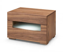 Load image into Gallery viewer, Dazzling Contemporary Led Nightstand With Two Drawers - Walnut
