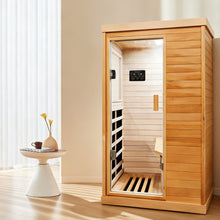 Load image into Gallery viewer, Infrared Sauna Room Single Room With Hemlock Frame, 6 Heating Plates, Built-In Lights And Bluetooth Audio - Natural
