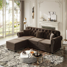 Load image into Gallery viewer, Upholstered 3 Seater Sofa Set With Ottoman
