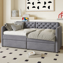 Load image into Gallery viewer, Twin Size Upholstered Daybed With 2 Storage Drawers And USB Charging Design - Gray
