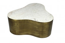 Load image into Gallery viewer, Brass Genuine Marble And Iron Free Form Solid Coffee Table - White
