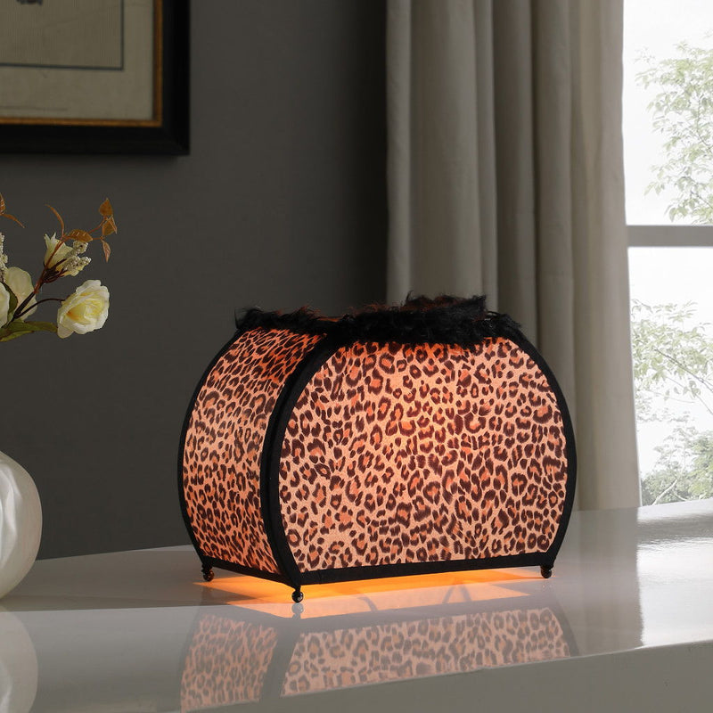 Funky Leopard Pattern Novelty Table Lamp - Brown And White