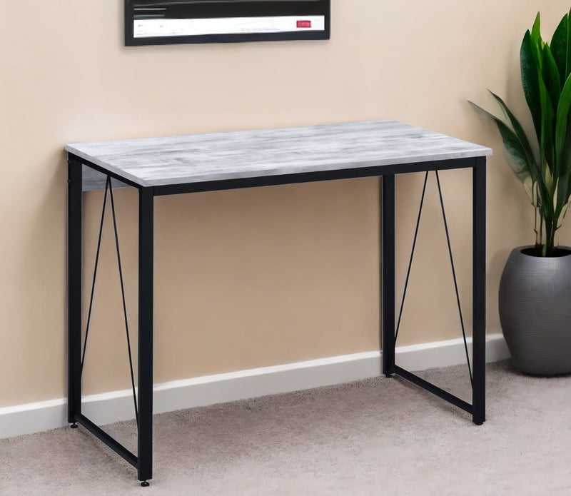 35" Writing Desk - Antiqued White And Black