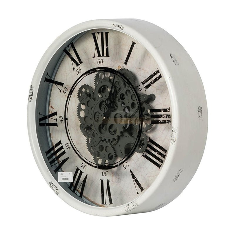 Industrial Gear Vintage Wall Clock - Rust / White
