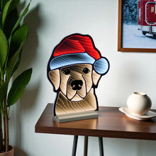 Load image into Gallery viewer, Dog Christmas Tabletop Sign With LED - Beige / Red
