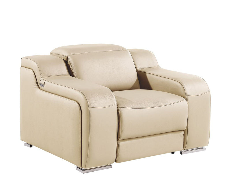Italian Leather Wall Hugger Recliner With USB - Beige