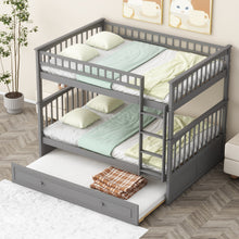 Load image into Gallery viewer, Full over Full Bunk Bed with Twin Size Trundle, Convertible Beds, Gray
