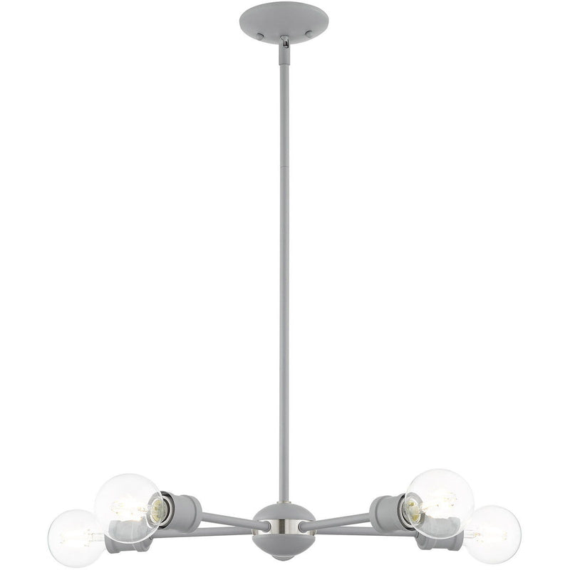 11" Five Light Dimmable Chandelier With Shades - Gray