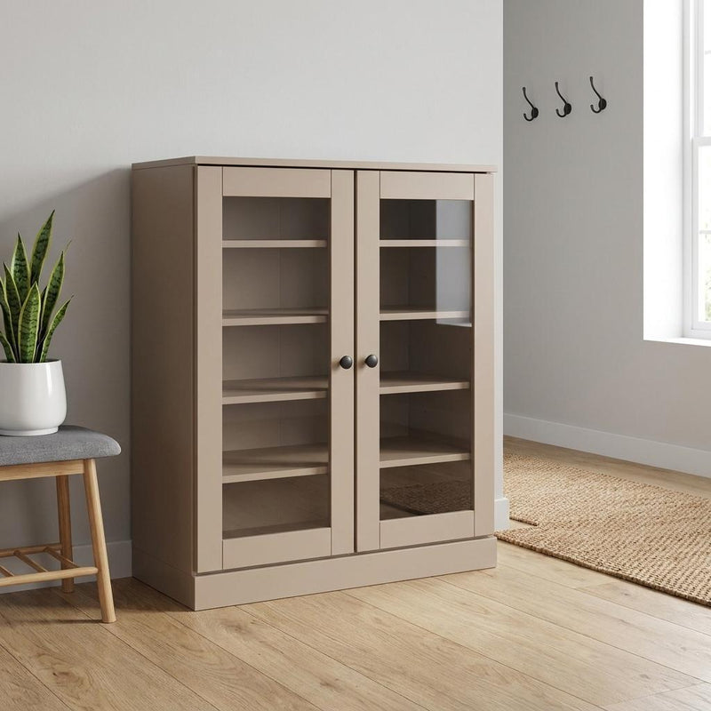 Twenty Pair Solid Woodshoe Storage Cabinet (752339) - Beige