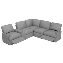 Load image into Gallery viewer, 104&#39;&#39; Power Recliner Corner Sofa Home Theater Reclining Sofa Sectional Couches with Storage Box, Cup Holders, USB Ports and Power Socket for Living Room, Grey
