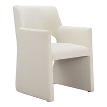 Load image into Gallery viewer, Upholstered Faux Linen Dining Arm Chair - White
