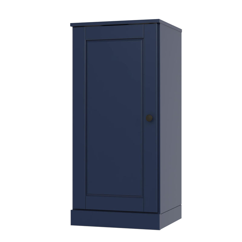 Solid Wood Adjustable Three Tier Library Bookcase With One Door (751370) - Navy Blue