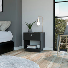 Load image into Gallery viewer, 18.5" x 15.8" x 19.7" One Drawer Faux Wood Nightstand - Black
