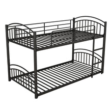 Load image into Gallery viewer, Twin Over Twin Metal Bunk Bed With Slide,Kids House Bed Black
