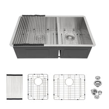 Load image into Gallery viewer, Modern Double Bowl Undermount Sink Design With 10" Deep Basins
