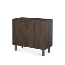 Load image into Gallery viewer, 36" Solid Wood Carved Geometric Accent Cabinet With Two Doors - Dark Brown
