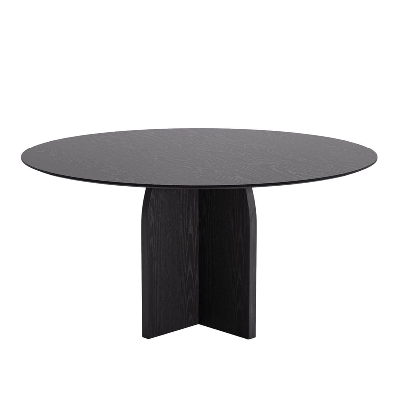 58" Solid Wood Pedestal Base Round Top Dining Table - Black