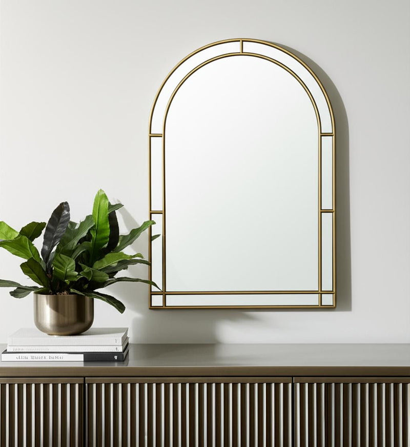 48" Metal Double Arch Framed Accent Mirror - Gold