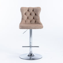 Load image into Gallery viewer, Swivel Barstools Adjusatble Seat Height From 25-33", Modern Upholstered Base Bar Stools With Backs Comfortable Tufted For Home Pub And Kitchen Island (Set of 2)

