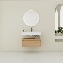 Load image into Gallery viewer, Wall Mounted Bathroom Vanity With Resin Sink And Soft Close Drawer In Imitative - Imitative Oak
