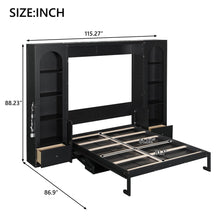 Load image into Gallery viewer, French Style Murphy Platform Bed With Shelf, Side Cabinets, Drawers And LED
