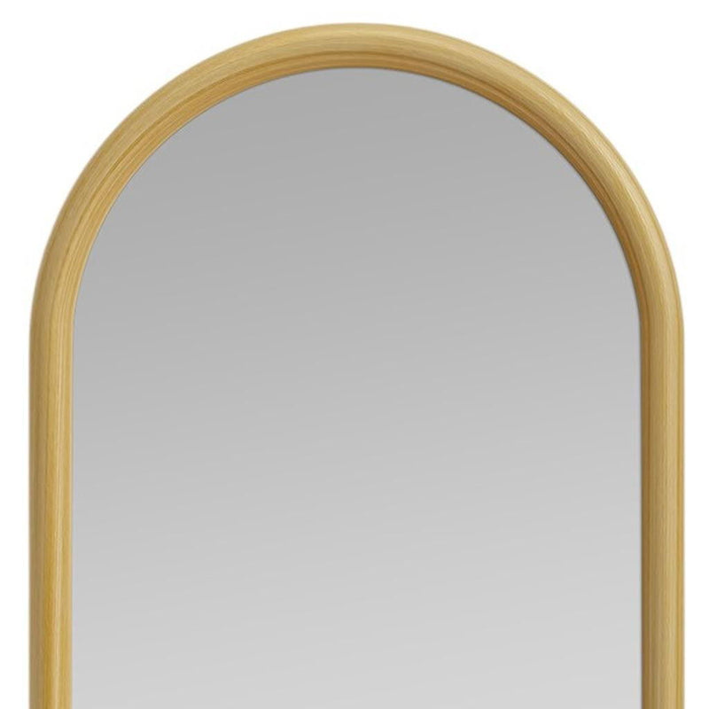 64" Solid Wood Arch Leaning Framed Full Length Mirror - Natural