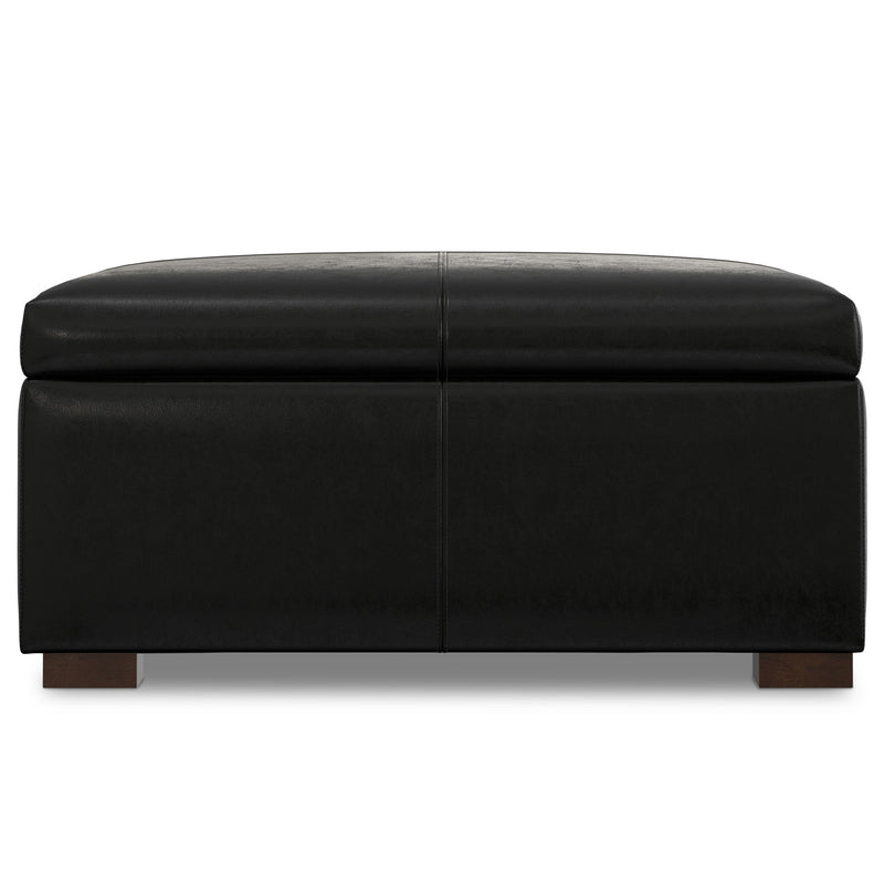 36" Upholstery Storage Ottoman - Walnut / Black
