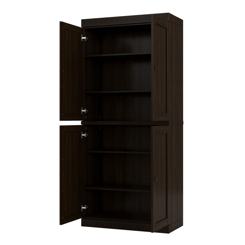 Adjustable Six Tier Library Bookcase With Four Doors (745615) - Espresso